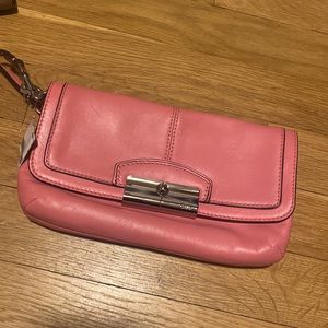 Pink coach wristlet/wallet